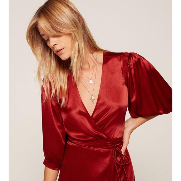 ❗️SOLD❗️Reformation Olivine MaxiSilk Dress Crimson - Picture 7 of 16